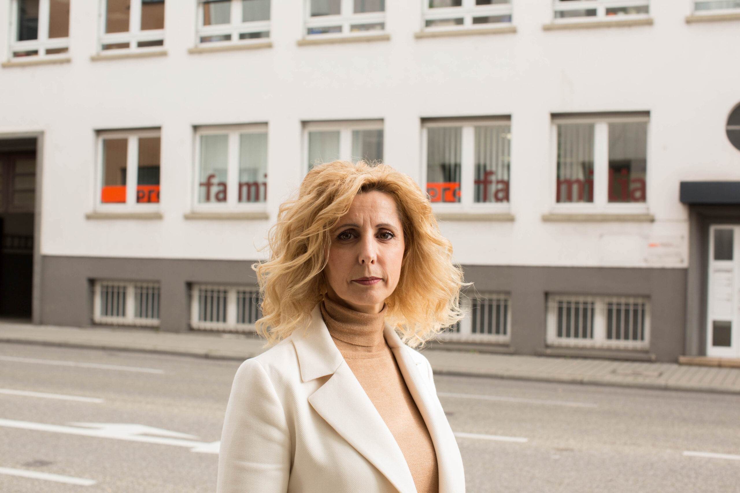 Pavica Vojnovic standing outside of a facility which is inside of a censorship zone.