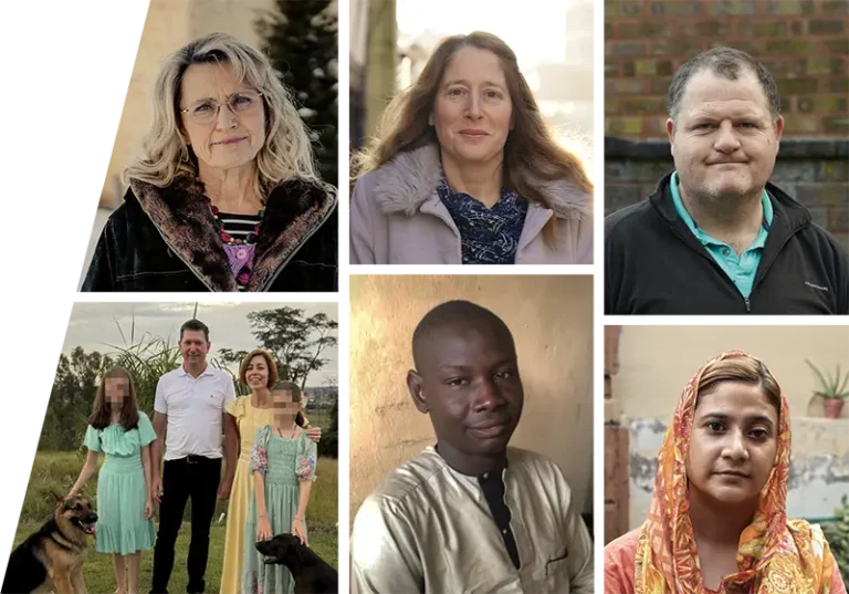Six ADF International clients: Päivi Räsänen, Isabel Vaughan-Spruce, Adam Smith-Connor, the Denardi family, Yahaya Sharif-Aminu and Reeha Saleem